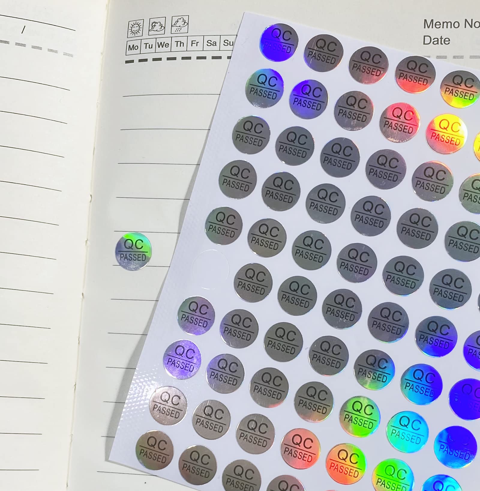 DealzEpic QC Passed Stickers - Self-Adhesive Round Waterproof Laser Labels for Shipping, Packaging & Organization | Durable Office & Warehouse Supplies