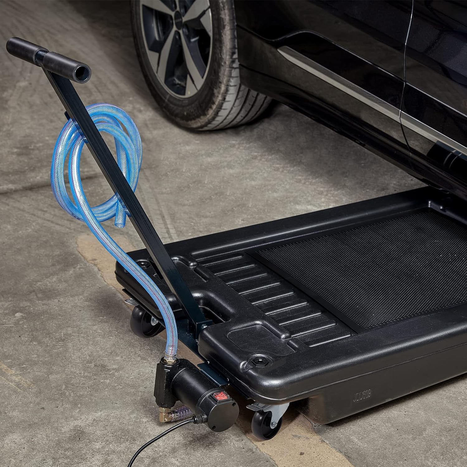 17 Gallon Oil Drain Pan with 180W Electric Pump - 64L Low Profile Oil Change Pan with 8.2' Hose & Swivel Casters for SUV, Truck, and Car Oil Changes - Perfect for DIY Auto Maintenance and Professional Garage Use