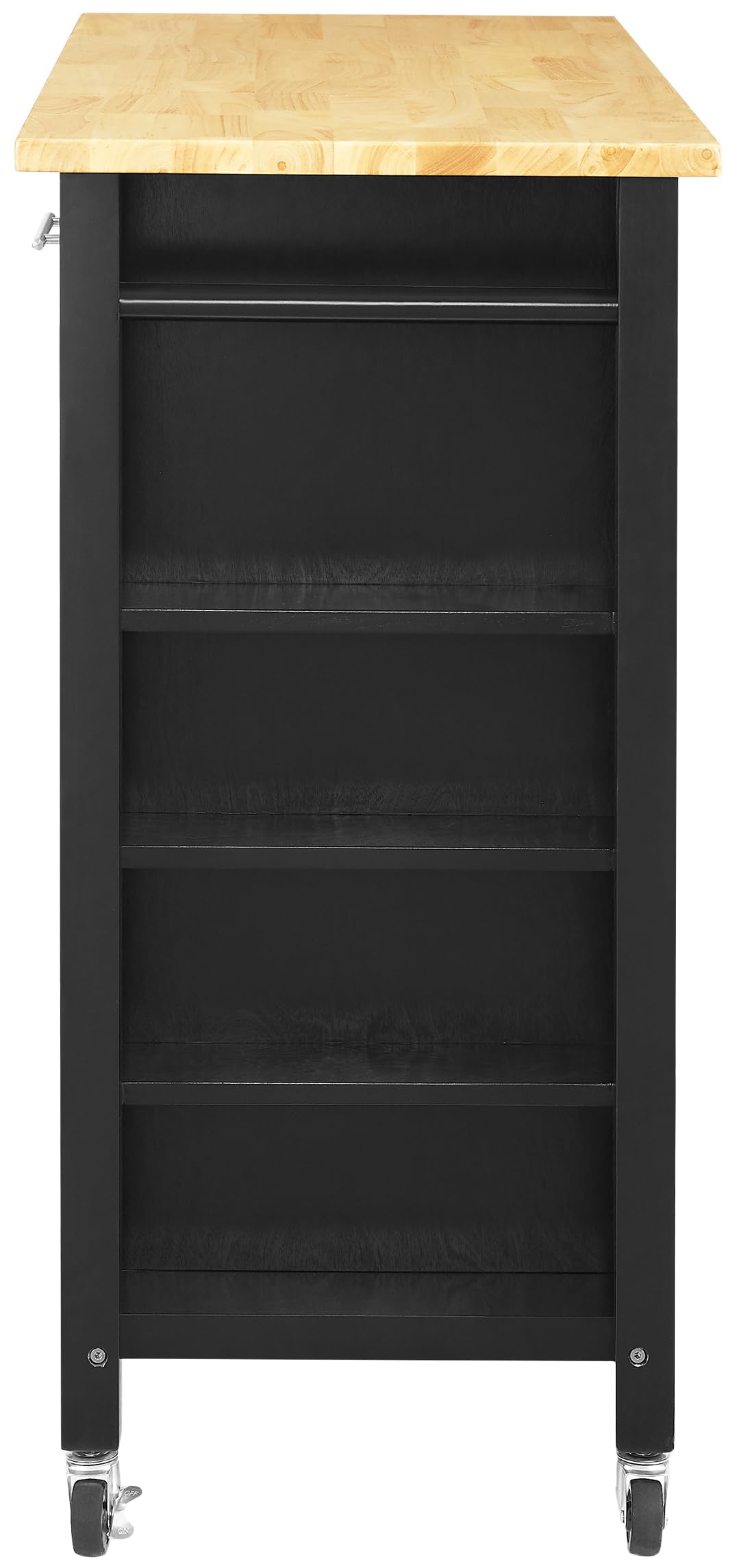 Crosley Savannah Wood Top Rolling Kitchen Island Cart with Shelves & Drawers - Black | Microwave Stand & Storage Solution for Small Kitchens, Apartments & Dining Areas
