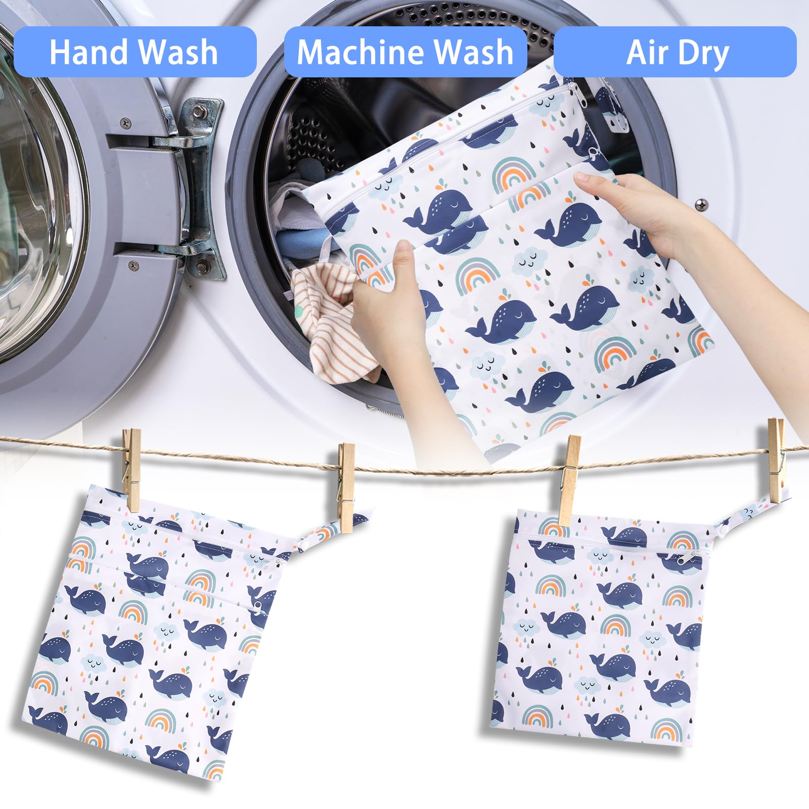 Yimomoyi 3-Pack Waterproof Wet Dry Bags with Zipper - Reusable Swim Diaper Bag for Baby, Gym, Travel & Beach | Perfect for Pool, Workout & Nappy Storage