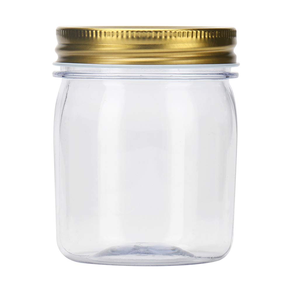 Novelinks 8oz Clear Plastic Jars with Gold Lids - 32 Pack BPA-Free Refillable Round Containers for Spices, Crafts, Beauty & Kitchen Storage - Perfect for Pantry Organization, DIY Projects & Home Decor