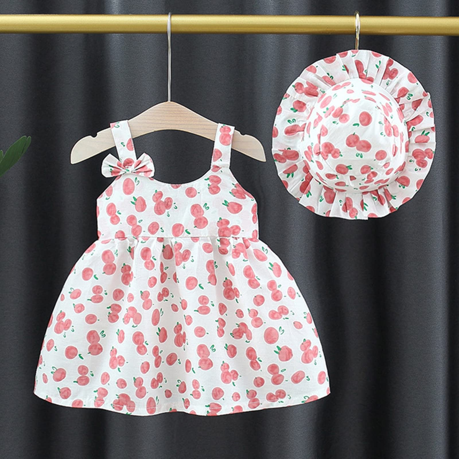 Bohemian Floral Toddler Baby Girl Dress - Summer Ruffle Strap Sleeveless Casual Beach Wedding Outfit (White, 12 Months) | Perfect for Beach Parties, Photo Shoots & Special Occasions