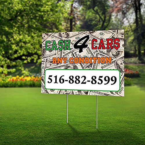 Custom Cash for Cars Yard Sign - Double Sided 24