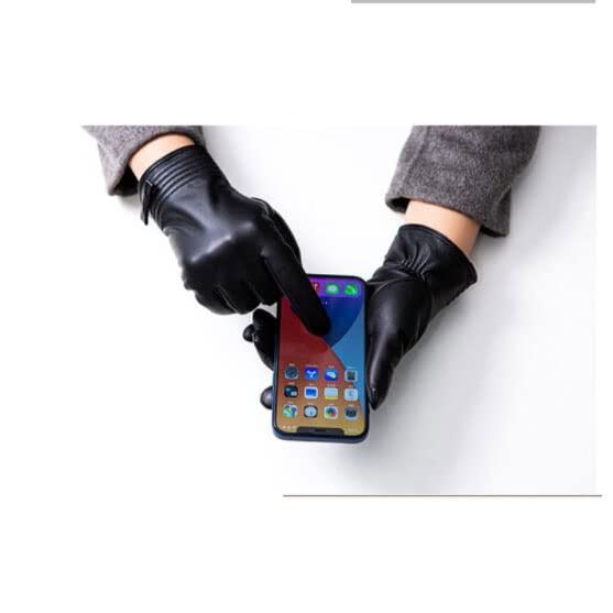 Premium Women's Winter Cashmere Lined Touchscreen Leather Gloves - Warm Driving & Texting Gloves (Black, X-Large) | Perfect for Cold Weather Commutes & Outdoor Activities