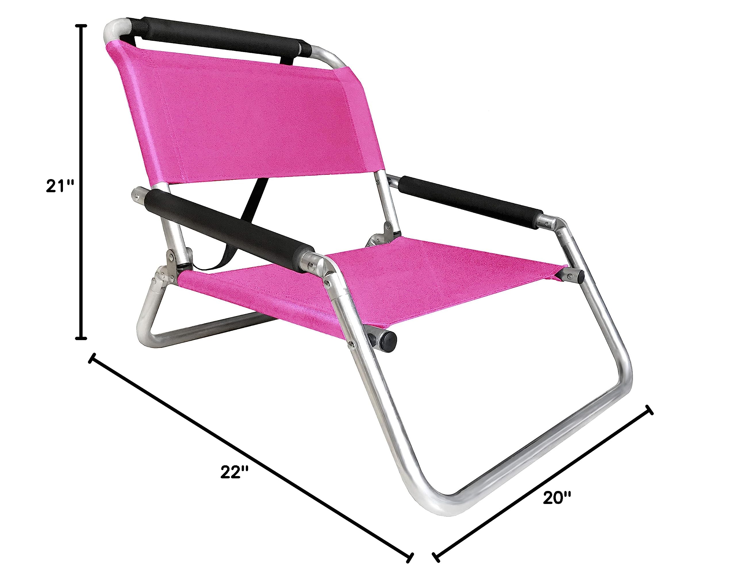 2 Pack Neso Lightweight Water Resistant Beach Chairs with Shoulder Strap & Slip Pocket - Portable Foldable Chair for Beach, Camping, Picnics, Outdoor Concerts (Hot Pink)