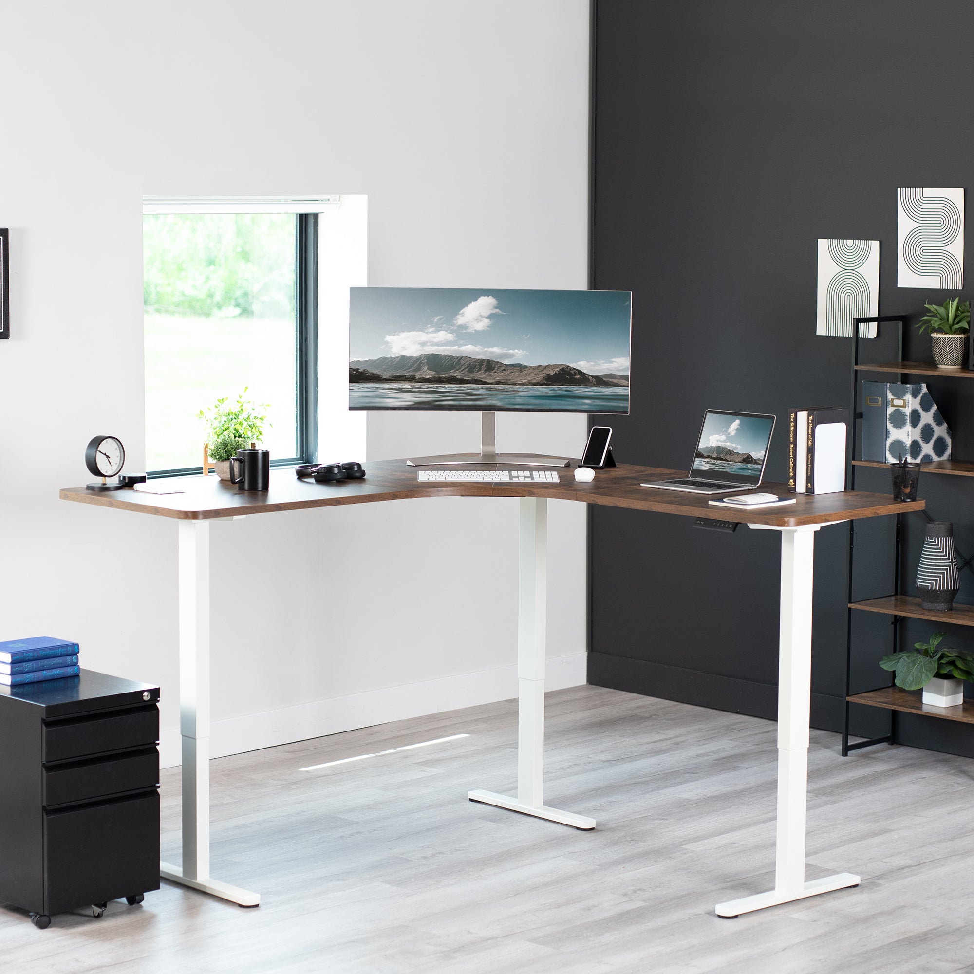 Electric Multi Motor Adjustable Corner Desk Frame with Memory Controller - Ergonomic Home Office & Gaming Setup for Comfort & Productivity