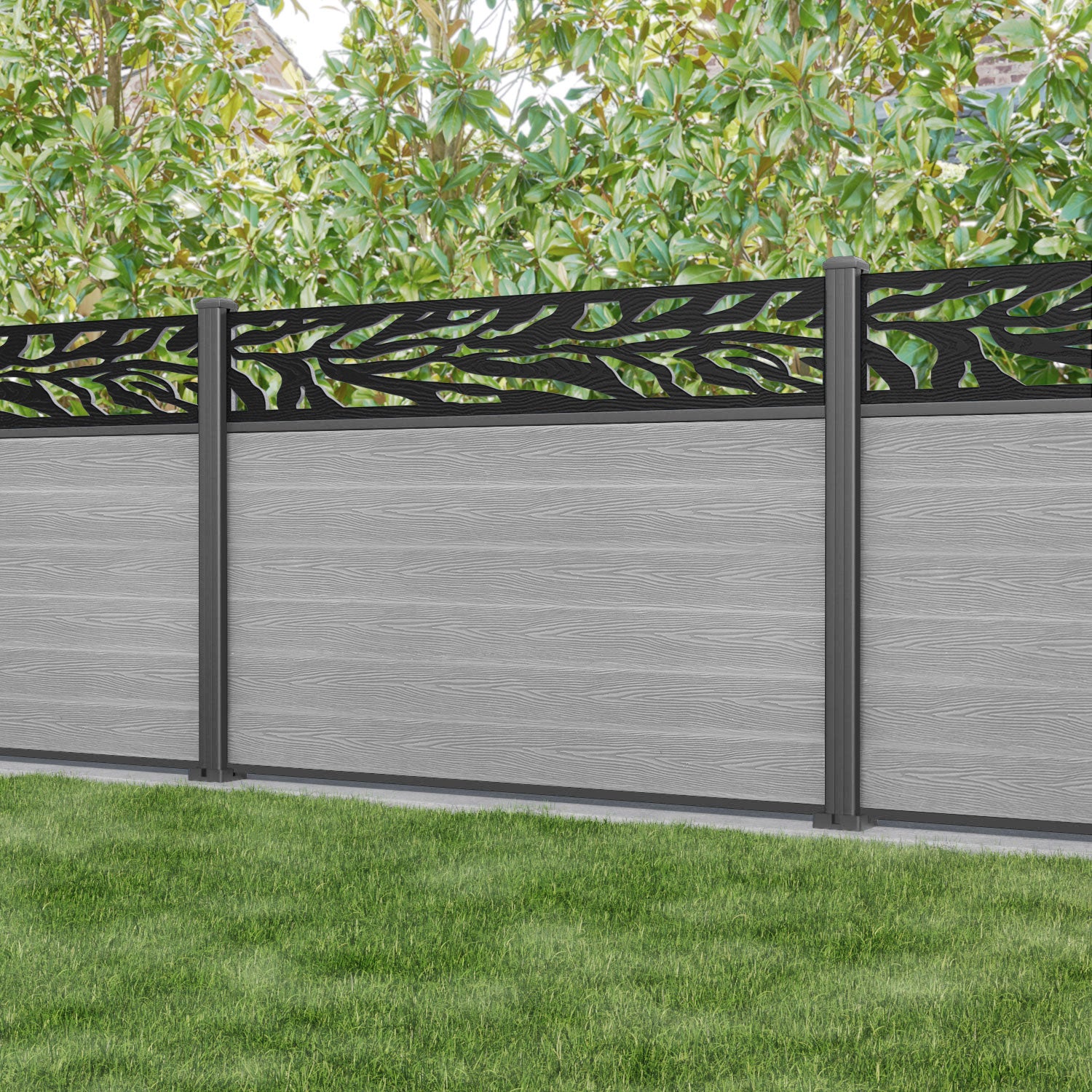 Classic Malawi Fence Panel Light Grey - Durable Aluminum Posts for Garden, Yard & Pool Fencing - Outdoor Privacy & Security Solution
