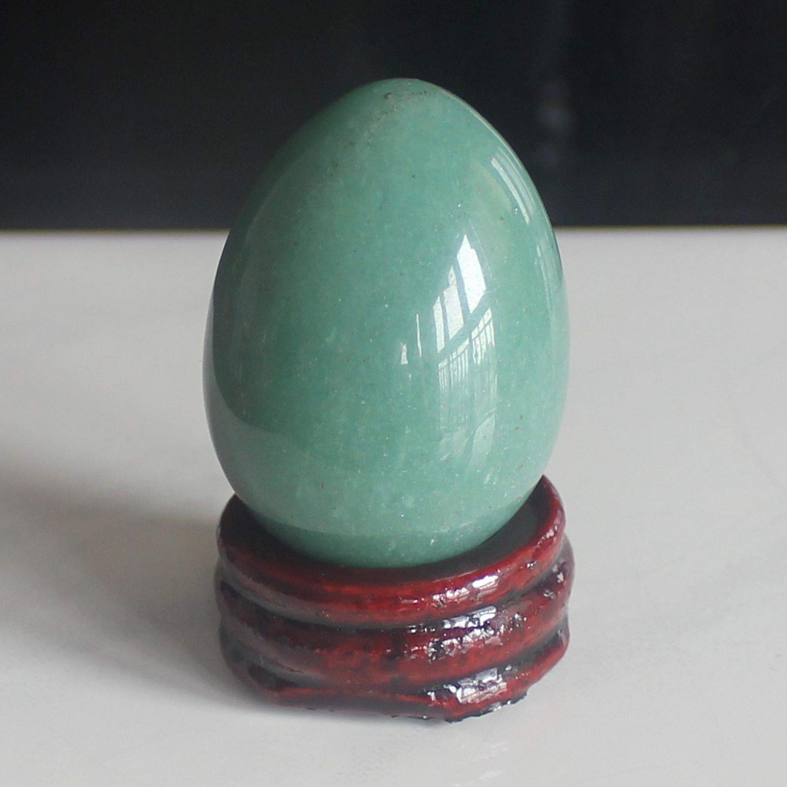 40x30mm Mixed Gemstone Rose Quartz Egg with Wood Stand - Natural Chakra Stone for Reiki Healing, Meditation & Home Decor (Green Aventurine) - Perfect for Yoga Rooms, Spiritual Gifts & Positive Energy Spaces