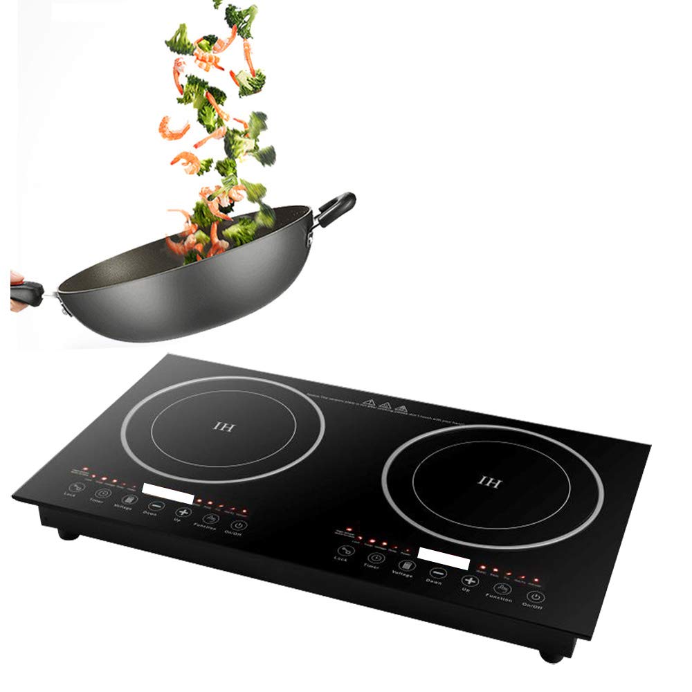2200W Portable Digital Dual Induction Cooktop with Touch Panel - Fast Heating Countertop Burner for Home & Kitchen - Perfect for Boiling, Frying & Cooking - USA Stock
