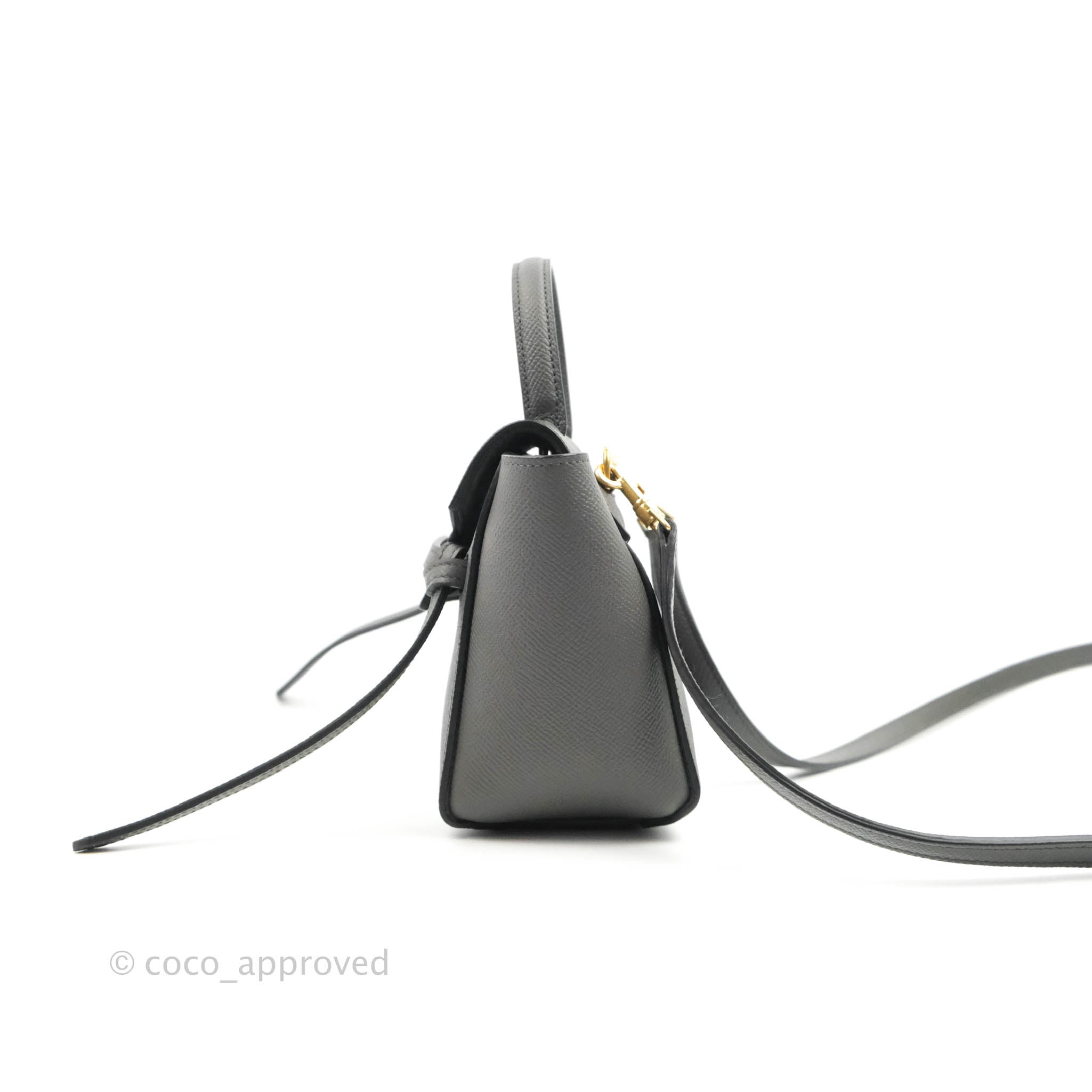 Celine Pico Belt Bag in Grey Grained Calfskin with Gold Hardware - Perfect for Everyday Use, Travel & Fashion Accessories