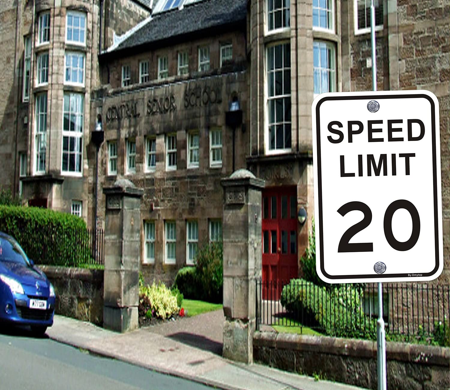 Slow Down Speed Limit 20 MPH Sign - 18x12 Inch Reflective Aluminum Road Sign, UV Protected & Weatherproof - 2 Pack for School Zones, Parking Lots & Neighborhood Safety