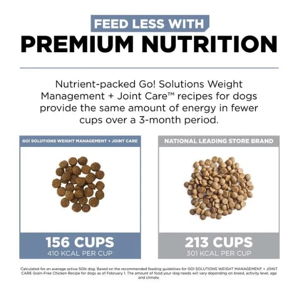Go! Solutions Weight Management + Joint Care Grain-Free Chicken Recipe Dry Dog Food - Healthy Weight & Joint Support for Adult Dogs - Perfect for Overweight or Less Active Pets