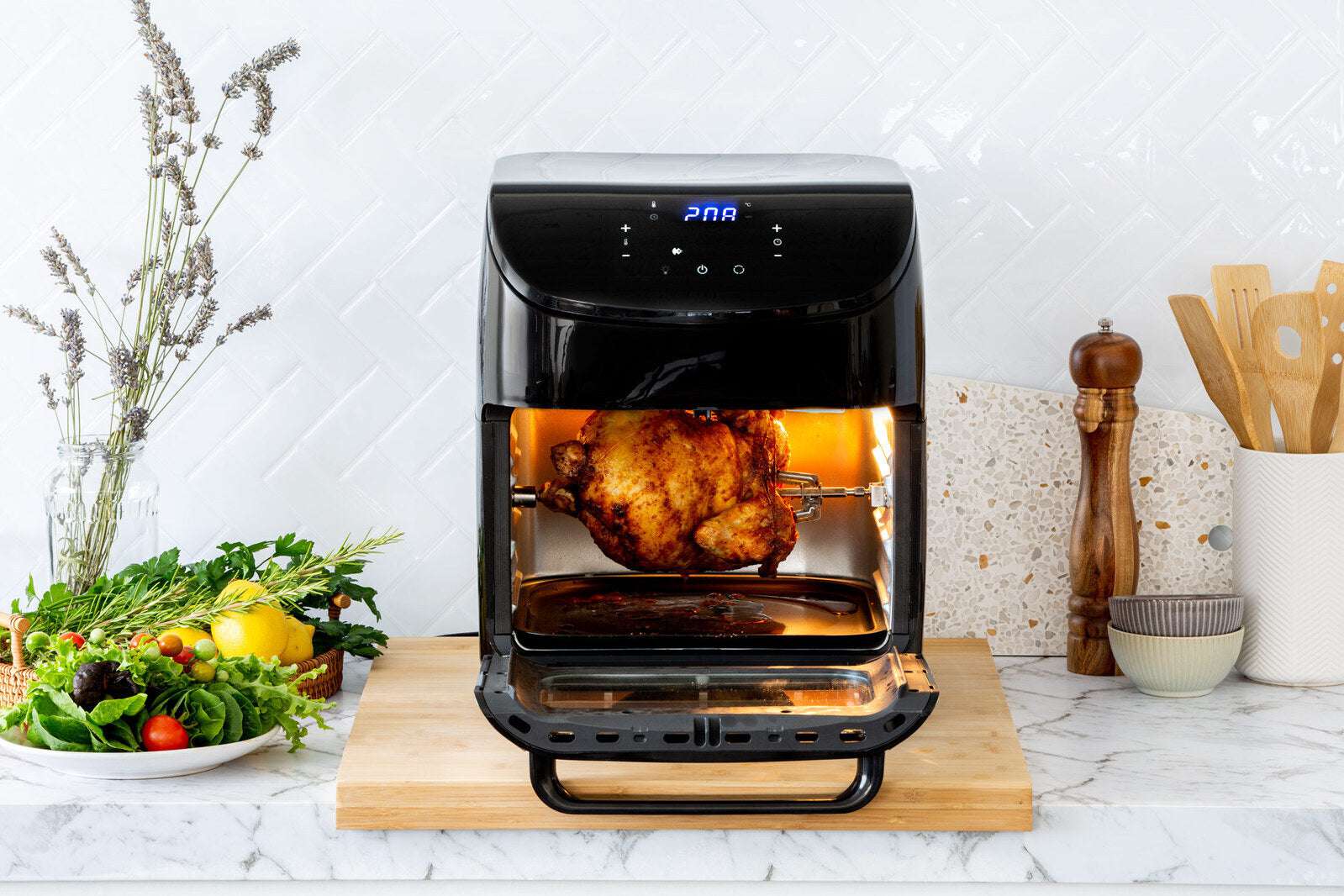 12L Digital Air Fryer with 200°C Temperature, 7 Preset Cooking Modes & Rotisserie Function - Perfect for Family Meals, Healthy Snacks & Crispy Chicken Wings