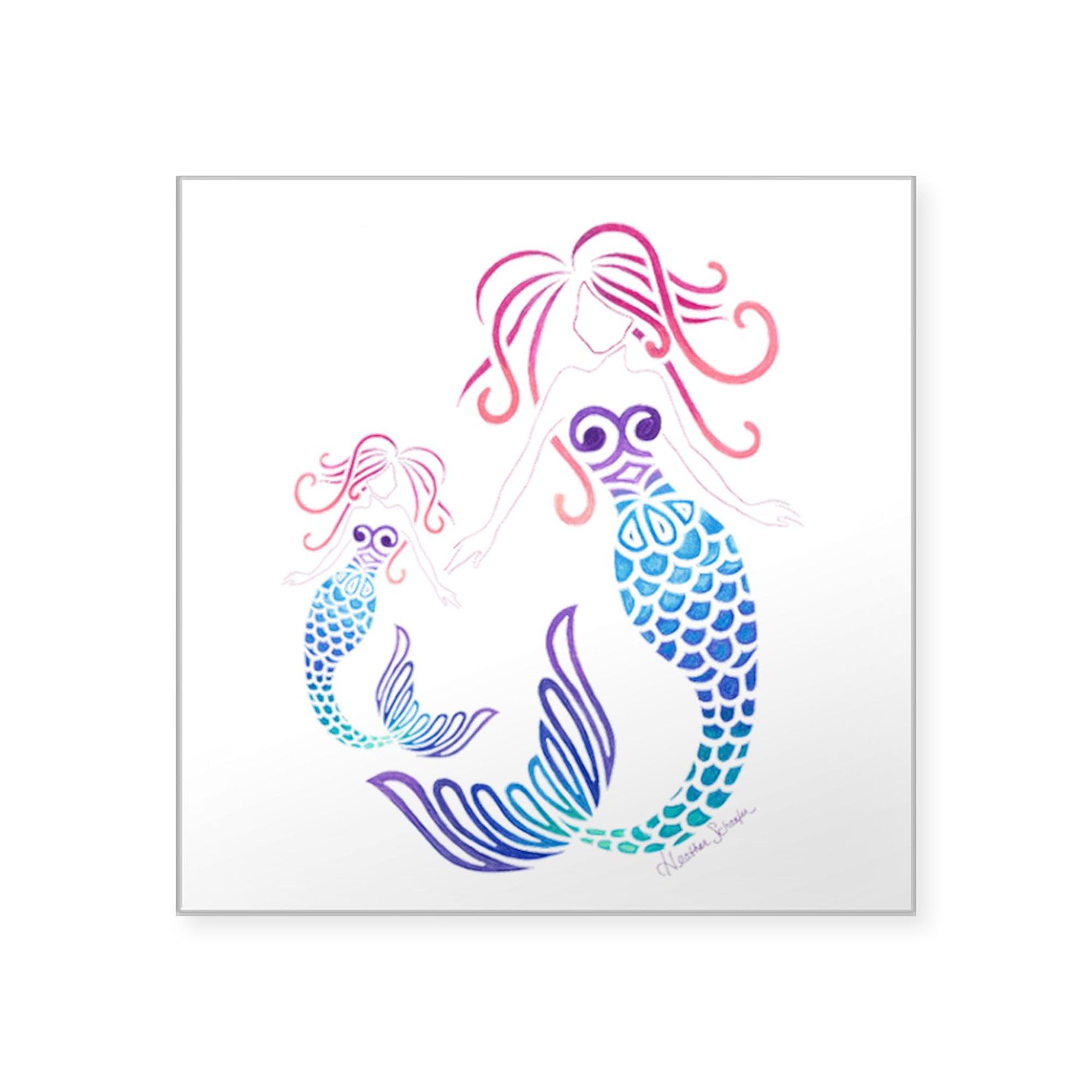 Mom and Daughter Tribal Mermaid Sticker - Waterproof Vinyl Decal for Cars, Laptops, Windows - Perfect for Family Bonding & Mermaid Lovers