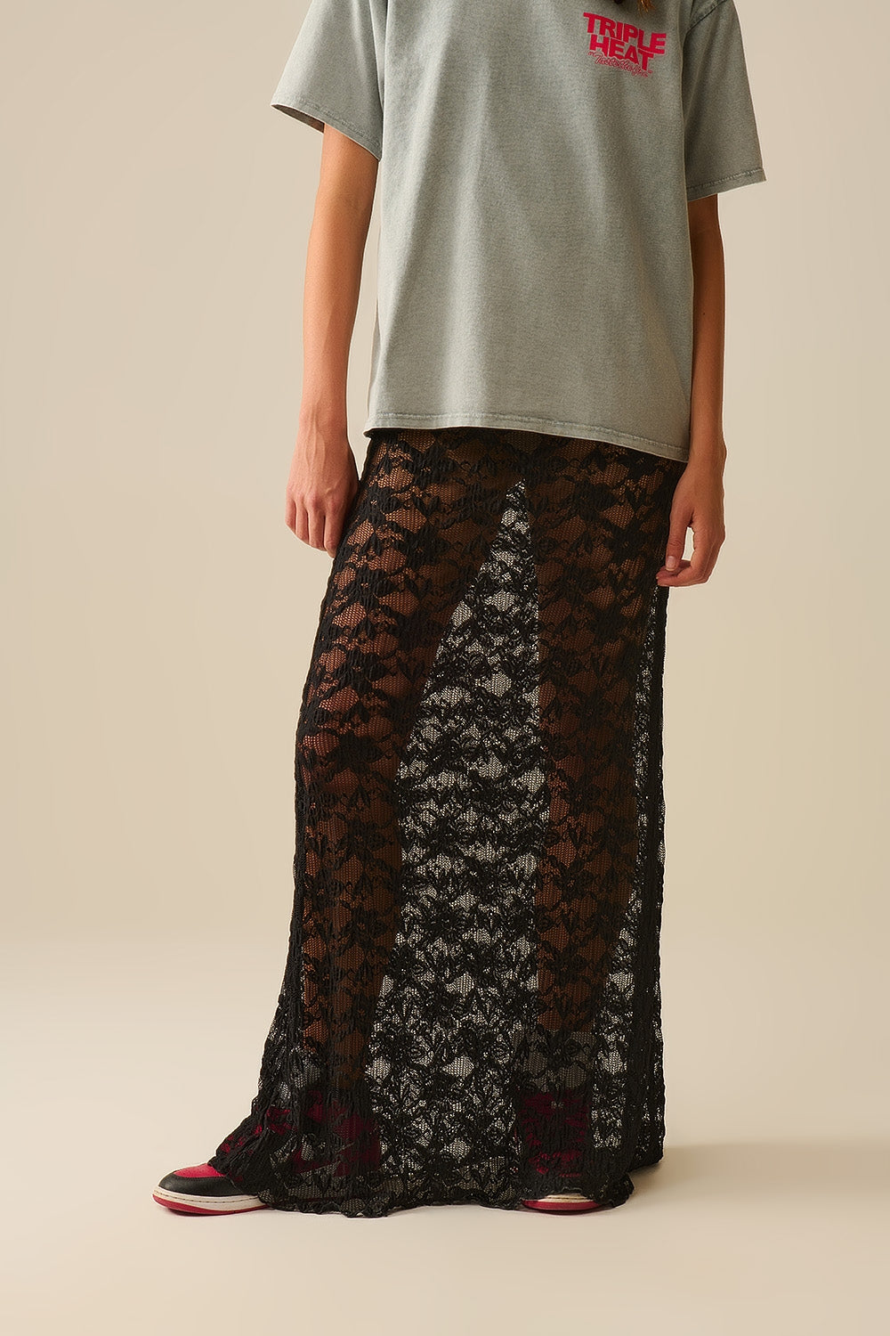 Bohemian Black Sheer Long Skirt for Women - Elegant Flowy Maxi Skirt for Beach, Festival, and Casual Wear