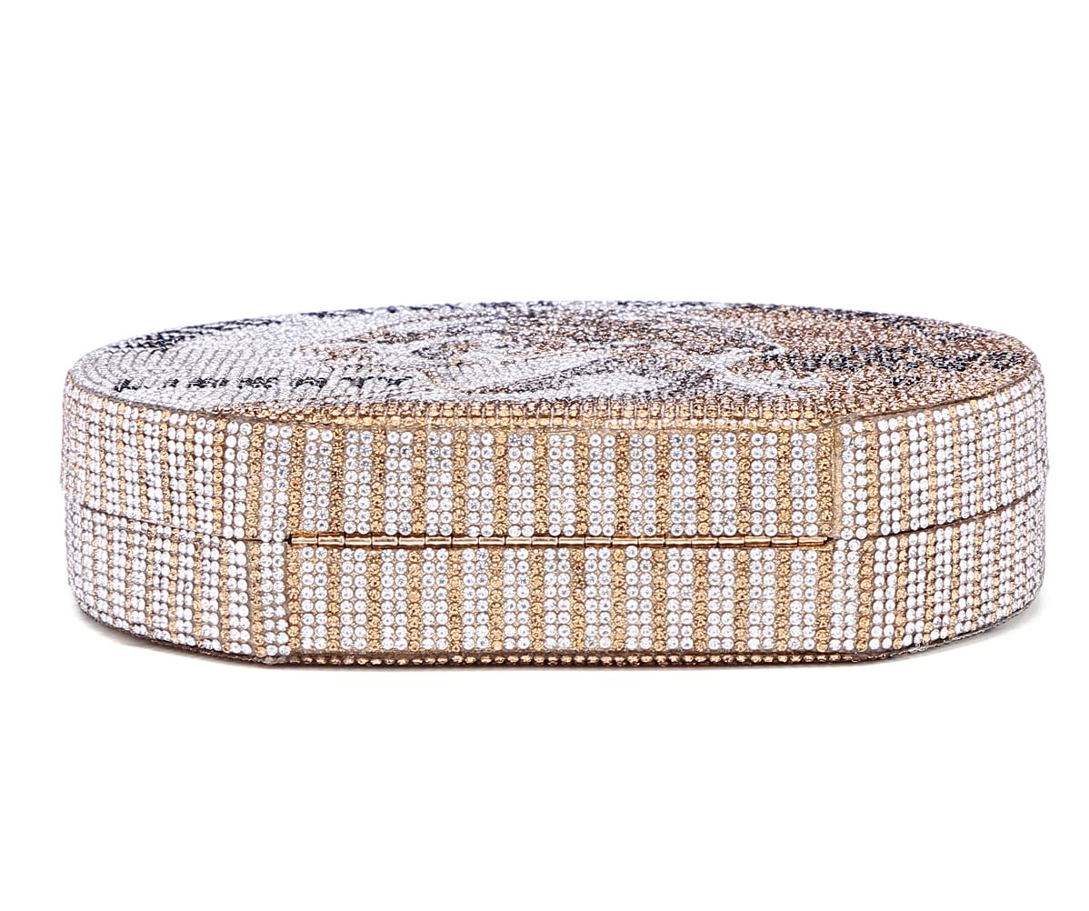 Covelin Women's Rhinestone Dollar Coin Evening Clutch Bag - Elegant Sparkling Purse for Parties, Weddings & Special Occasions