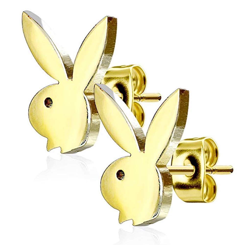 Playboy Bunny Stainless Steel Earring Studs Pair - Hypoallergenic Fashion Jewelry for Women, Perfect for Parties, Dating & Everyday Wear