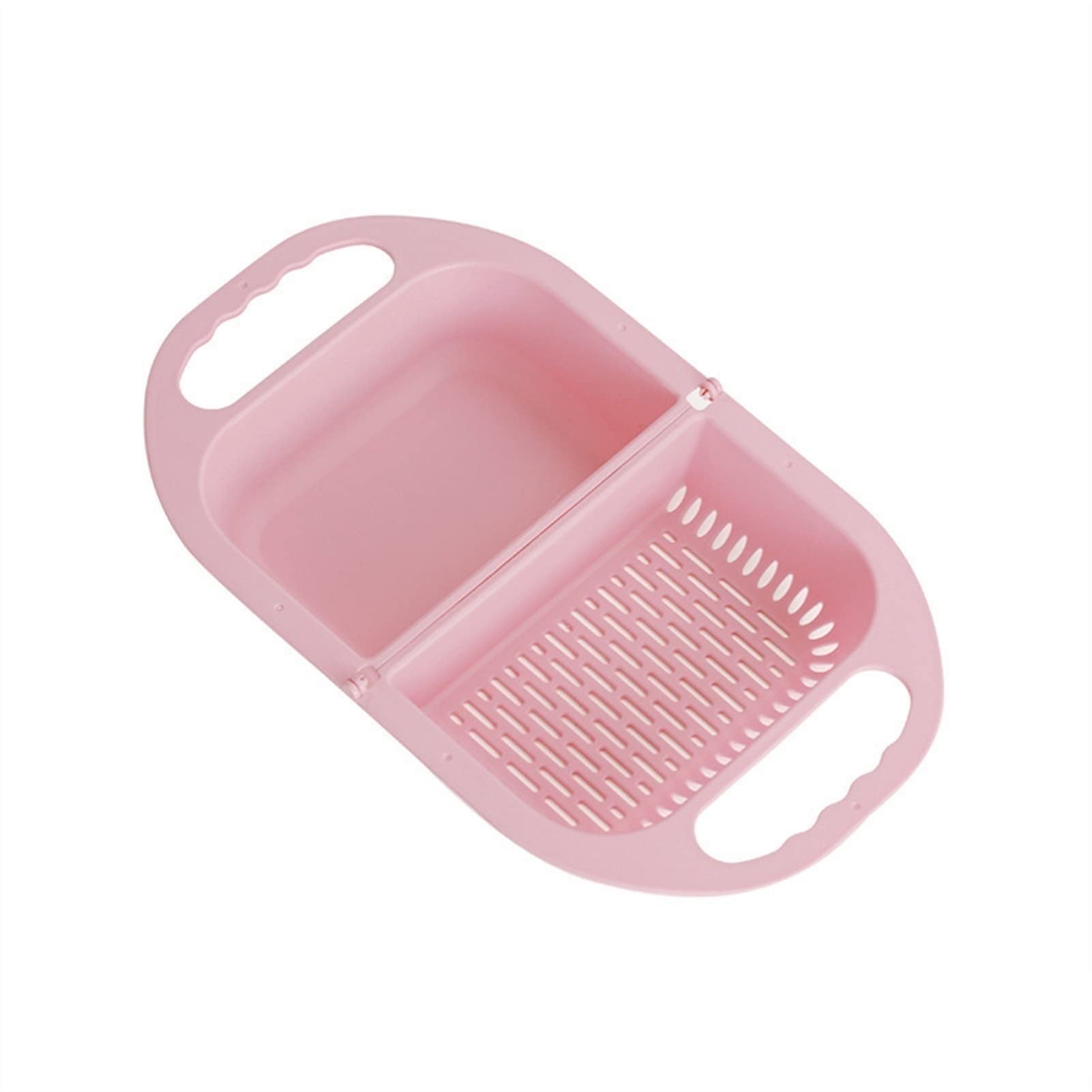 Foldable Plastic Draining Bowl - Kitchen Vegetable & Fruit Washing Basket with Strainer | Collapsible Storage Container for Washing, Draining Produce | Perfect for Kitchen, Camping, Picnics (Pink)