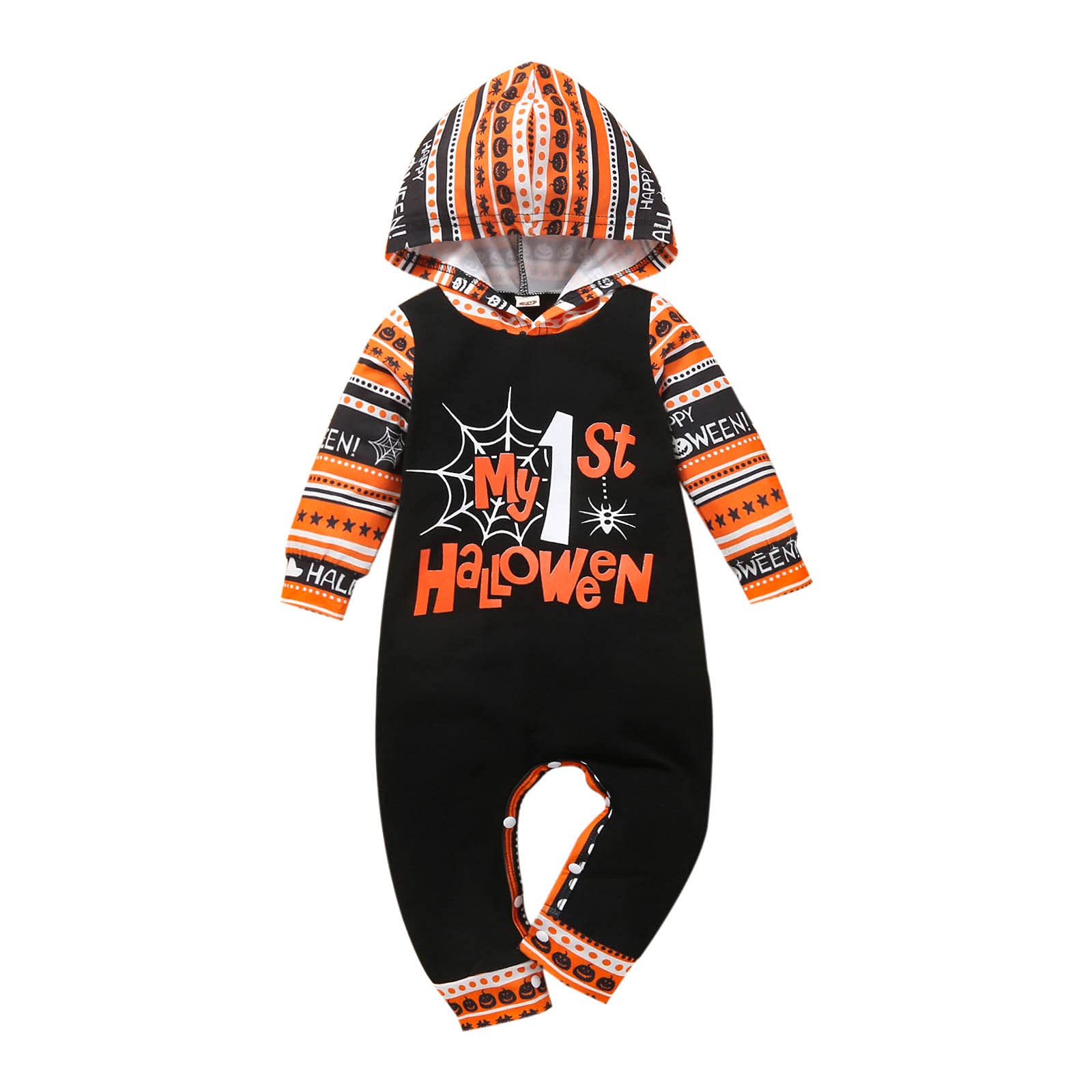 Newborn Baby Hooded Romper Jumpsuit - Soft Cotton Long Sleeve Outfit for Boys & Girls | Perfect for Halloween, Photoshoots & Everyday Wear