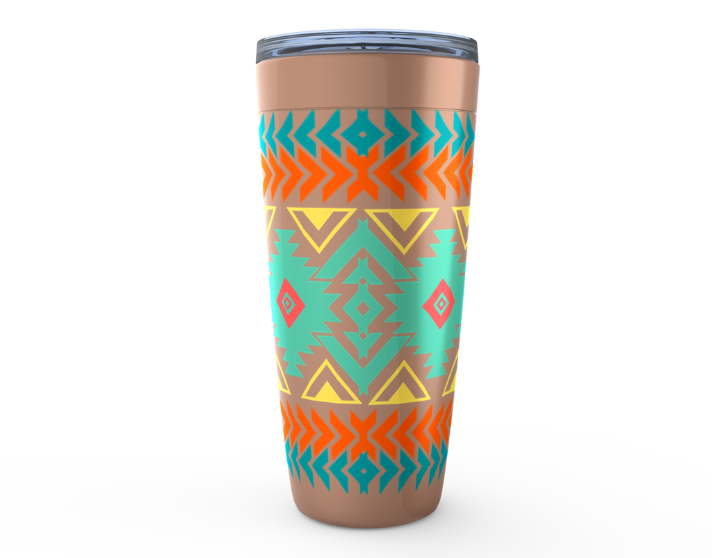Insulated Travel Mug with Southwestern Aztec Design - Leak-Proof Stainless Steel Tumbler for Coffee, Tea & Cold Drinks | Perfect for Camping, Office & Road Trips