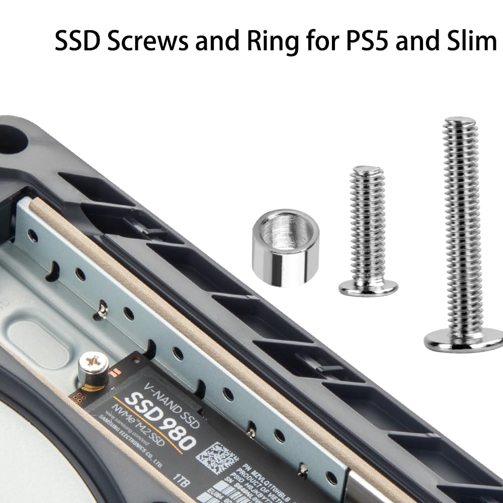 PS5 SSD Screw Kit - Includes 1x SSD Screw, 1x Ring Replacement, 1x SSD Cover Screw & 1x Screwdriver - Compatible with PlayStation 5 PS5 & PS5 Slim Console - Perfect for SSD Installation & Hardware Maintenance
