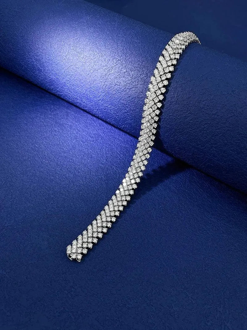 18K White Gold Diamond Bracelet for Women - Real Natural Diamonds, Luxury Minimalist Design, Exquisite Jewelry Gift for Anniversary, Wedding & Special Occasions