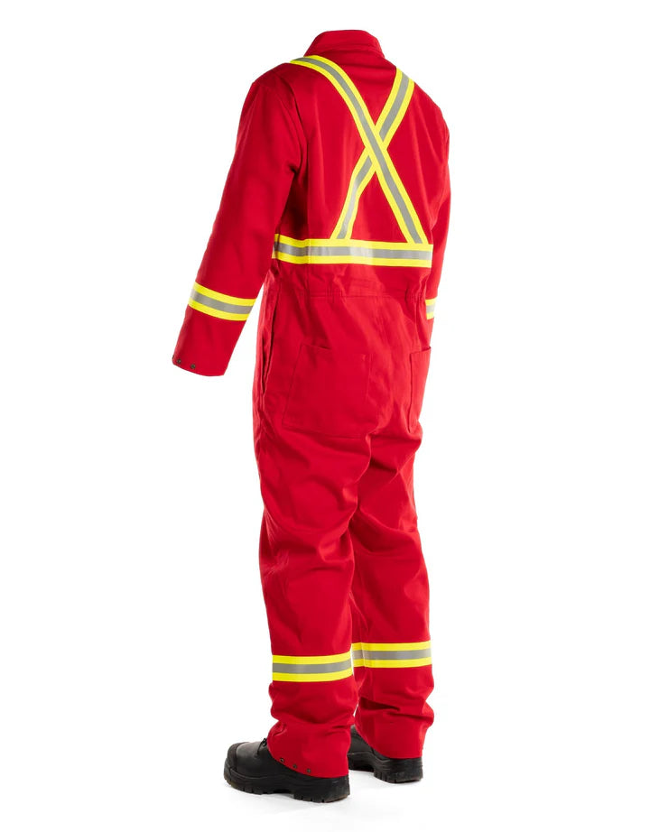 FORCEFIELD FR Treated 100% Cotton Coverall with Reflective Tape 024 FRC - Flame Resistant Workwear for Electricians, Welders & Industrial Safety Use