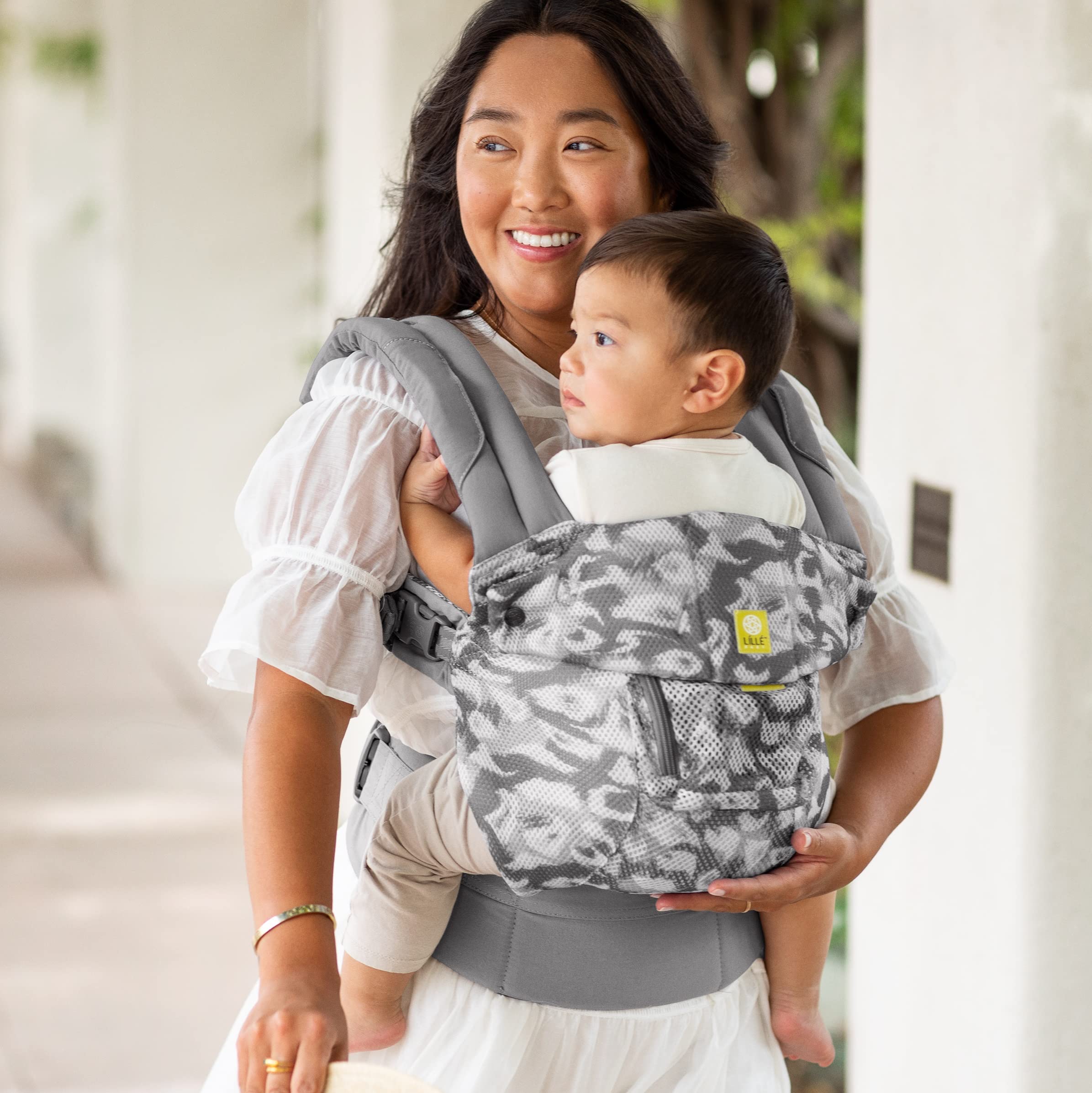 LÍLLÉbaby Complete Airflow 6-in-1 Ergonomic Baby Carrier - Adjustable Newborn to Toddler Carrier (7-45 lbs) with Lumbar Support | Frosted Leopard Print | Hands-Free Baby Wearing for Hiking, Shopping & Parenting