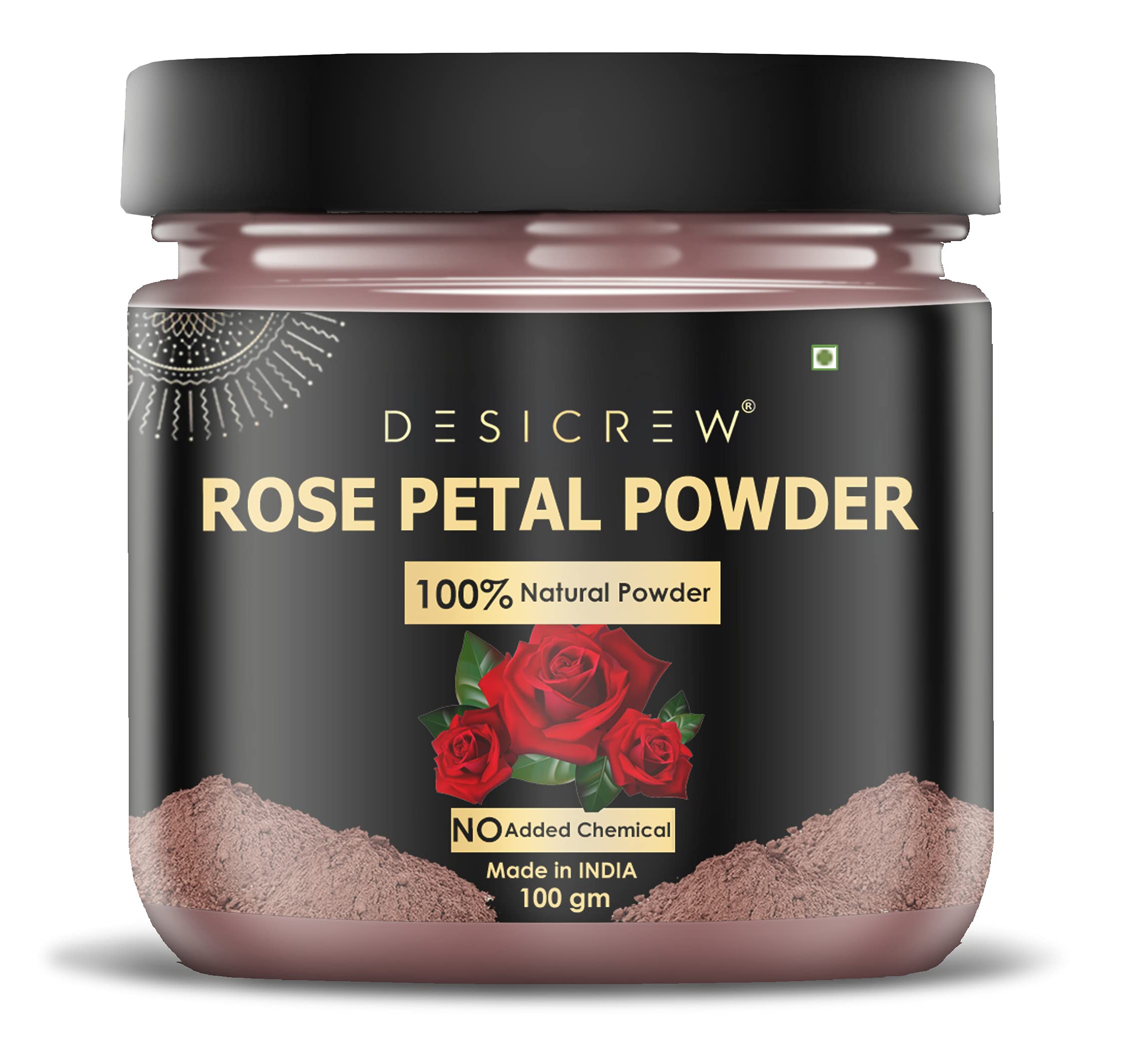 Desi Crew Natural & Pure Rose Petals Powder - 100g Face Pack for Pinkish, Soft, Pimple-Free & Glowing Skin | Deep Cleansing Facial Mask | Perfect for Daily Skincare, Spa Treatments & DIY Beauty Routines