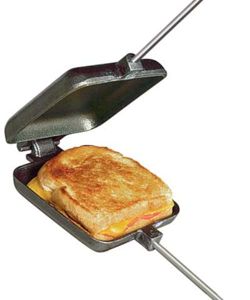 Original Cast Iron Square Pie Iron for Camping, Backyard & Outdoor Cooking – Perfect for Campfire, Fire Pits & Open Flame Grilling – Make Delicious Sandwiches, Pies & Desserts