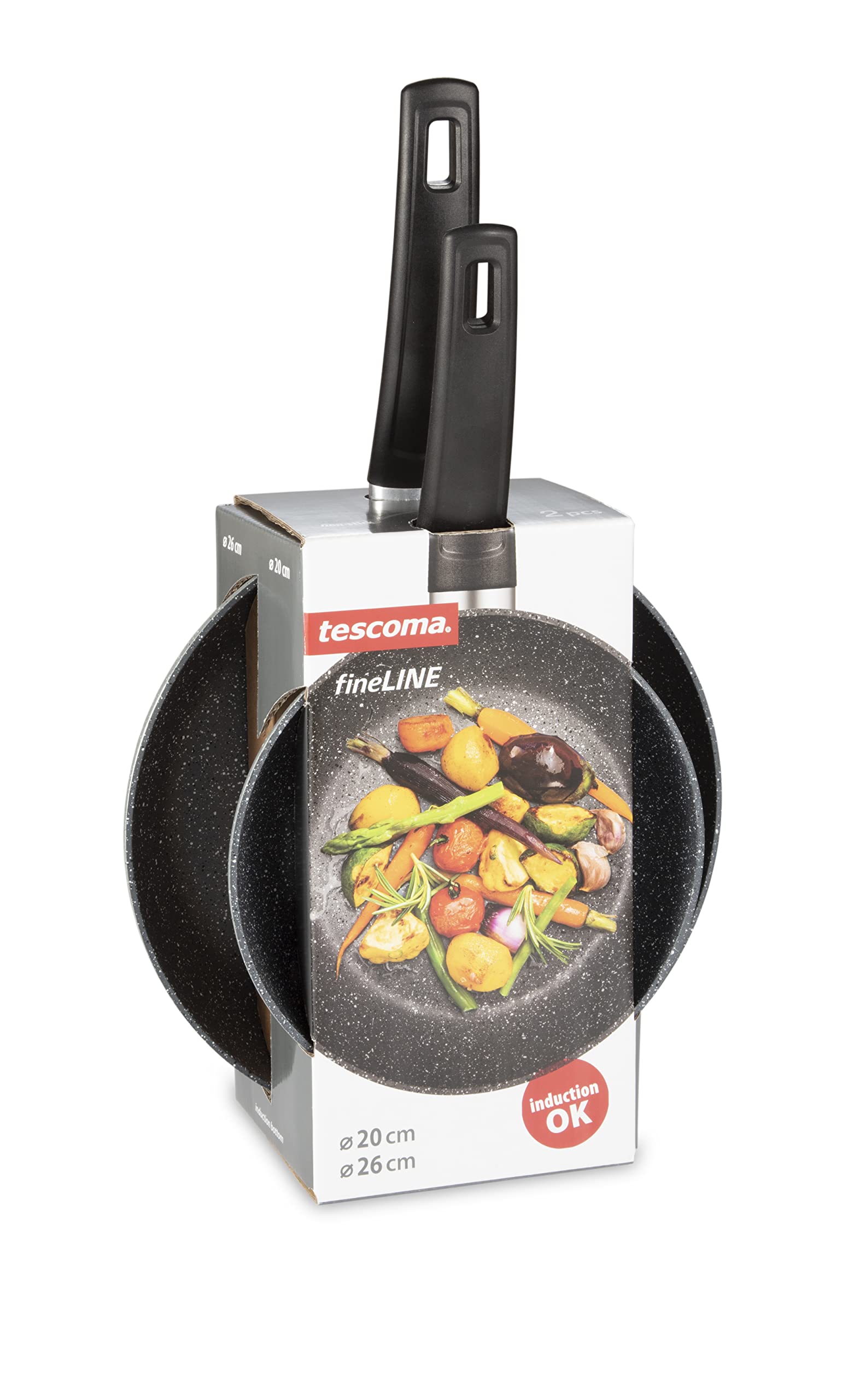 Tescoma FineLINE Nonstick Frying Pan Set - 20cm & 26cm Skillets for Professional Cooking | Perfect for Sautéing, Frying & Pancakes | Dishwasher Safe