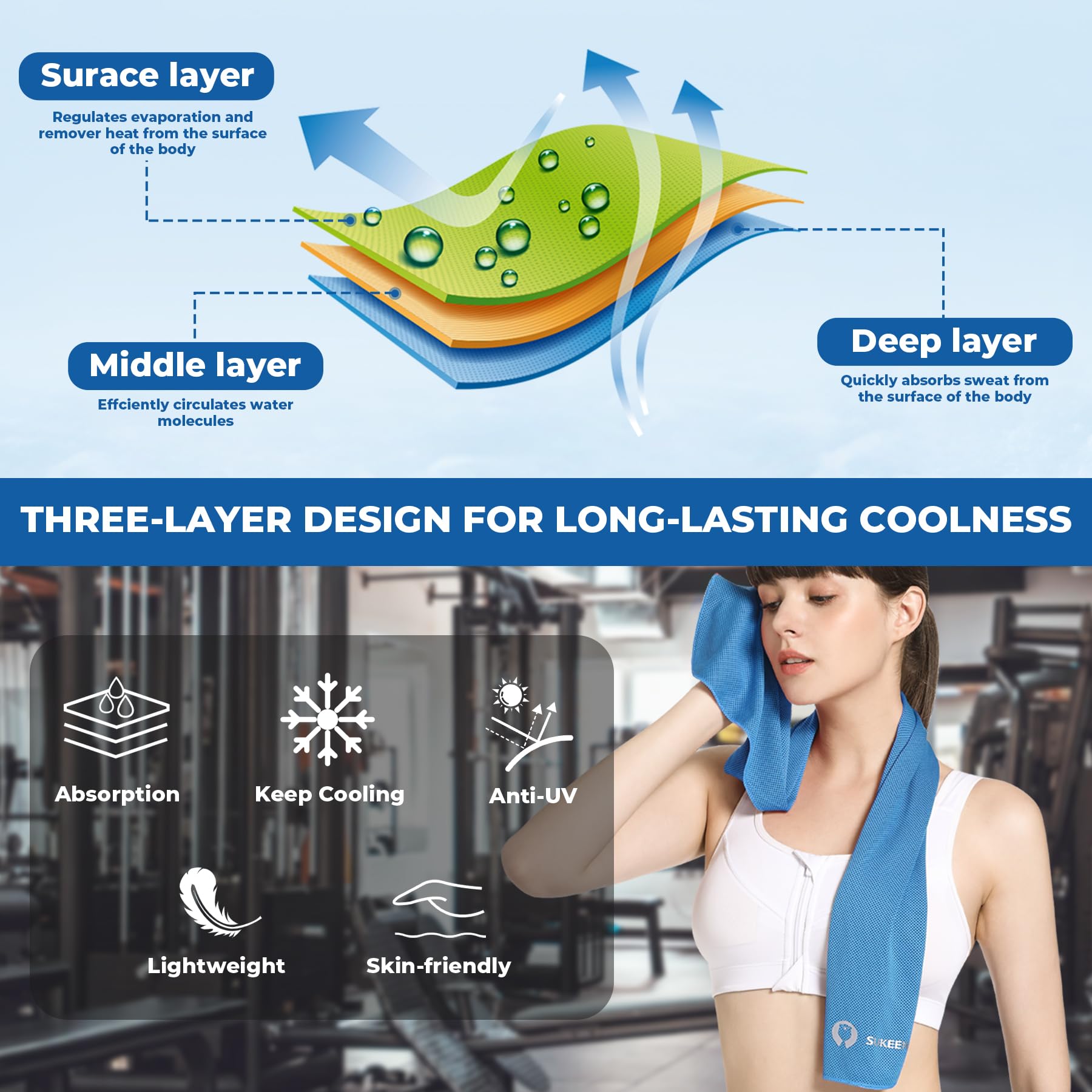 Sukeen 6 Pack Cooling Towels for Neck & Face - 40