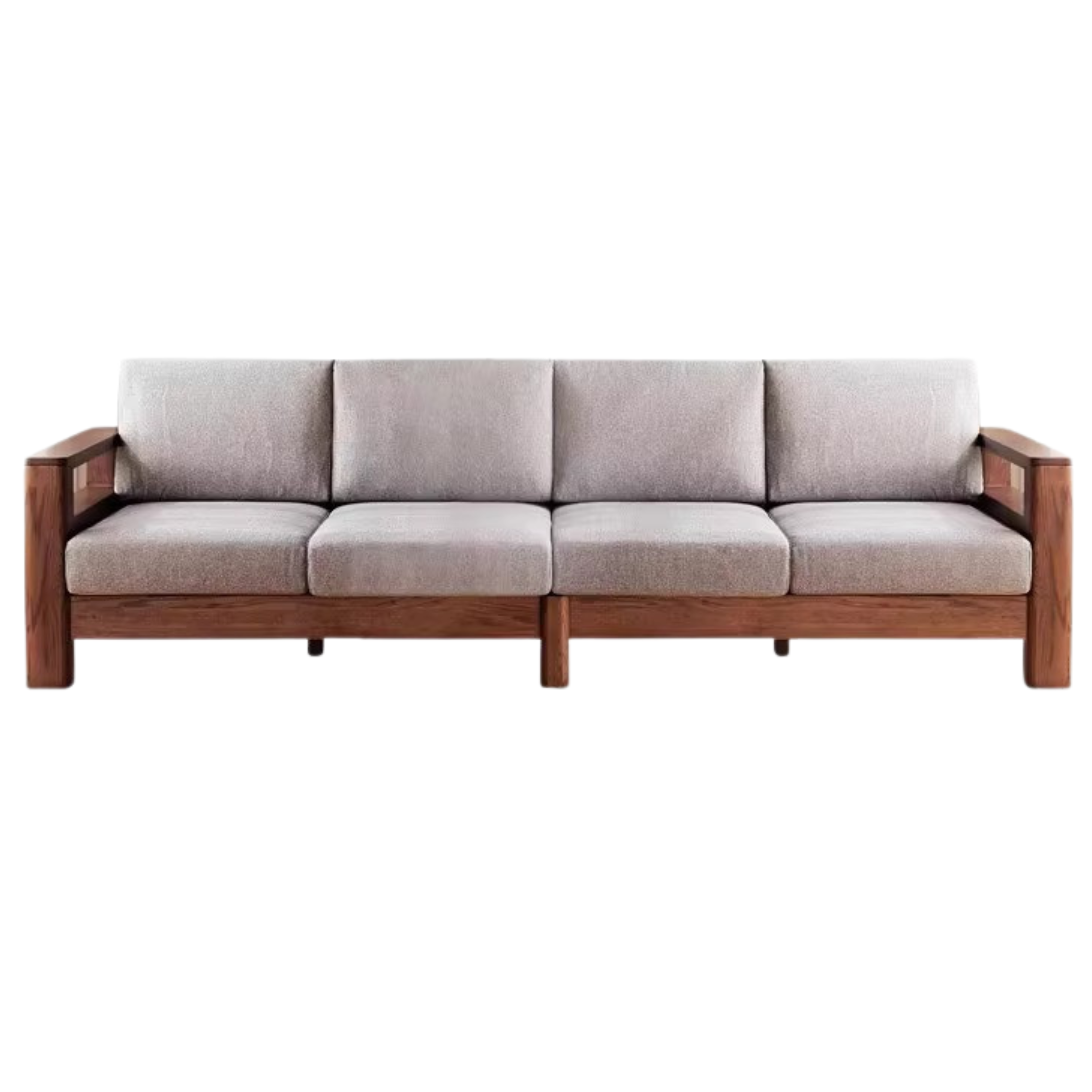 Solid Oak Wood Walnut Fabric Sofa - Modern Living Room Furniture for Home & Office Comfort