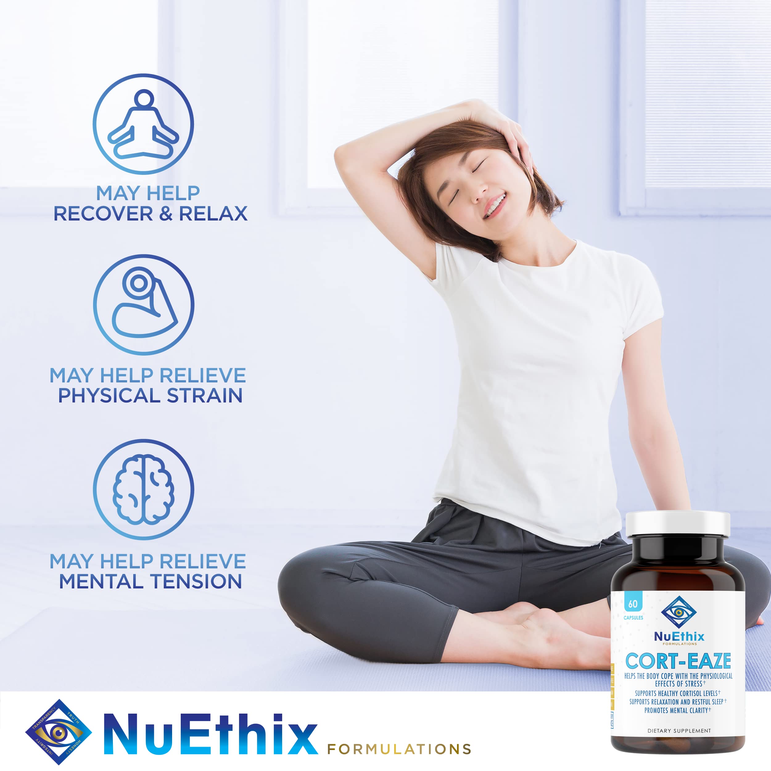 NuEthix Formulations Relaxation Supplement Bundle: Cort-Eaze Cortisol-Control Capsules (60 Count) & Relax Liposomal Liquid (2 fl oz) - Stress Relief, Anxiety Support for Work & Travel - 30 Servings Each