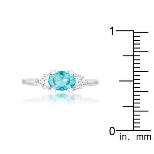 1.2ct CZ Aqua Blue Rhodium Plated Classic Solitaire Ring for Women - Elegant Everyday Jewelry, Perfect for Weddings, Anniversaries & Gift Giving