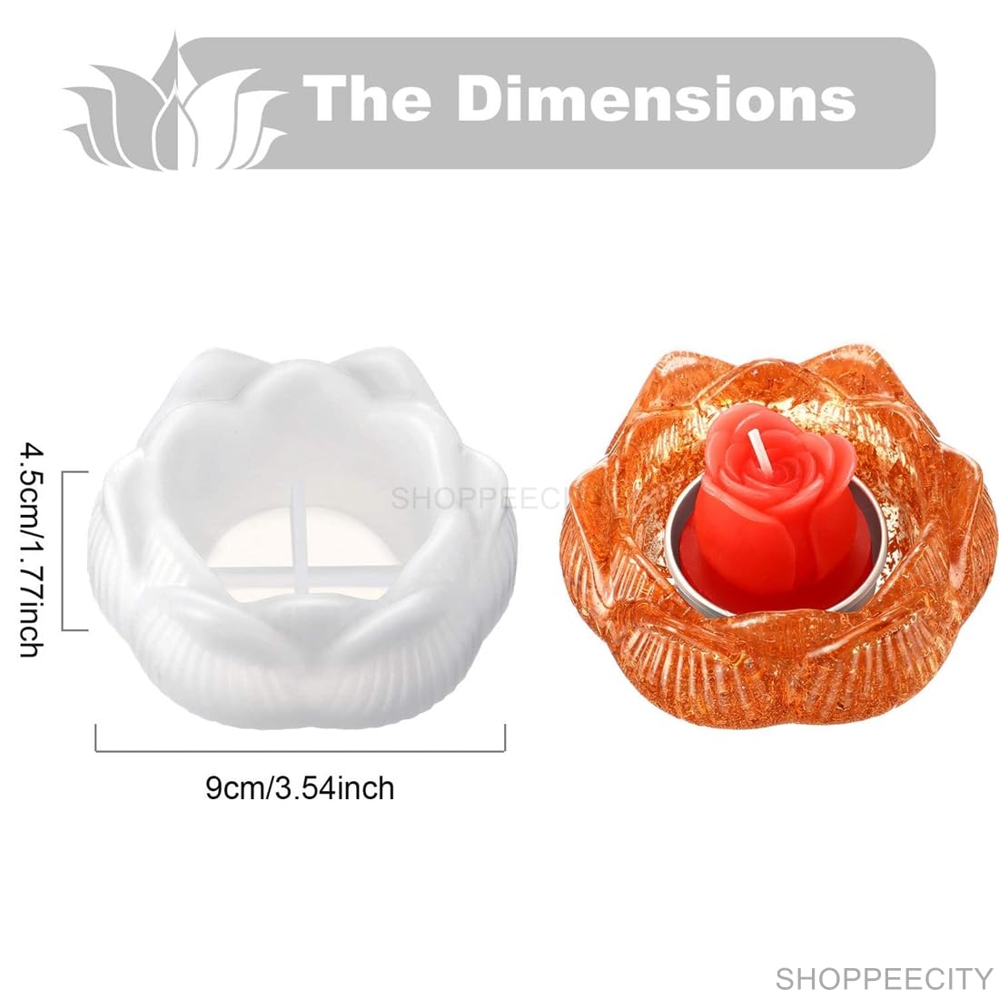 Lotus Shaped Tea Light Candle Holder Silicone Mold | DIY Epoxy Resin Flower Candle Molds for Jewelry Box, Bowl & Home Decor | 3D Lotus Resin Casting Molds for Candle Making & Craft Projects | Perfect for Wedding, Party & Spa Decorations
