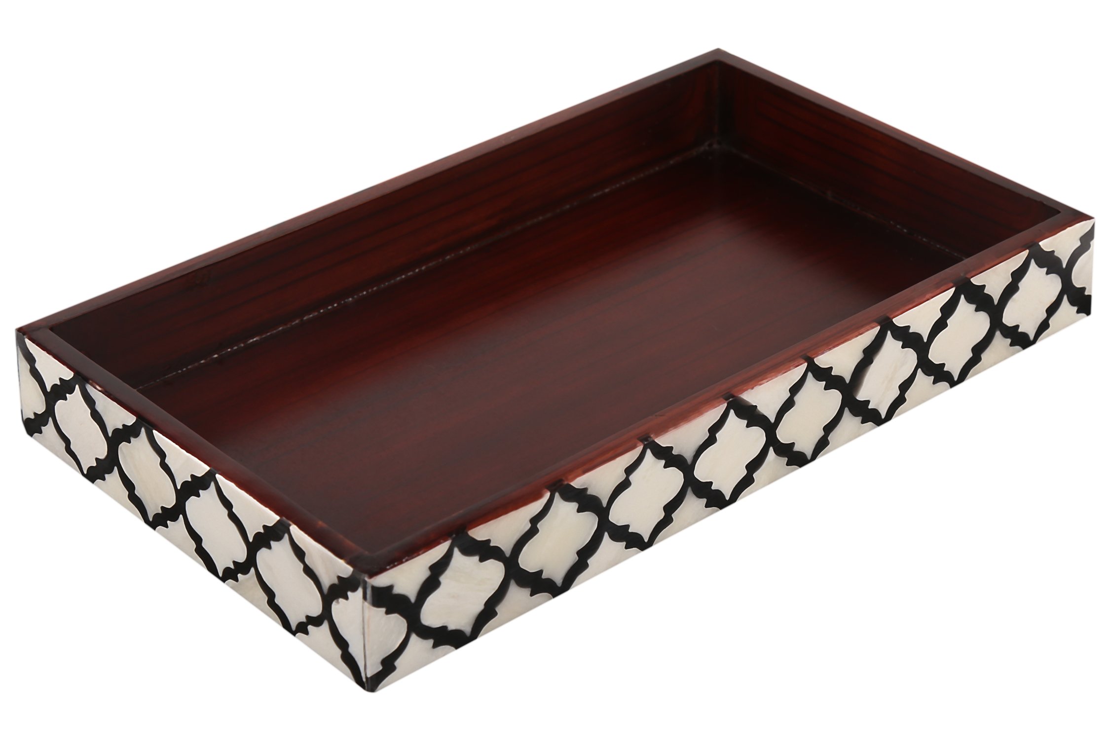 Handmade Moroccan Pattern 10x6 Towel Tray - Small Bathroom Tray, Guest Towel Holder, Decorative Napkin Holder, Bathroom Countertop Storage, Kitchen Hand Towel Holder in Black - Perfect for Bathroom Organization, Kitchen Decor & Guest Room Essentials