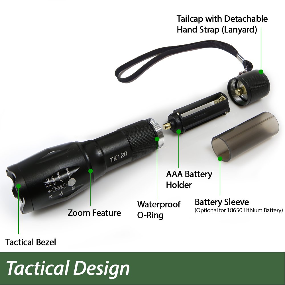 EcoGear FX LED Flashlight Set - High Lumens 5-Mode Zoomable Tactical Flashlights for Camping, Hiking, Emergency & Home Use [2 Pack] - Perfect for Power Outages, Night Adventures & Survival Kits