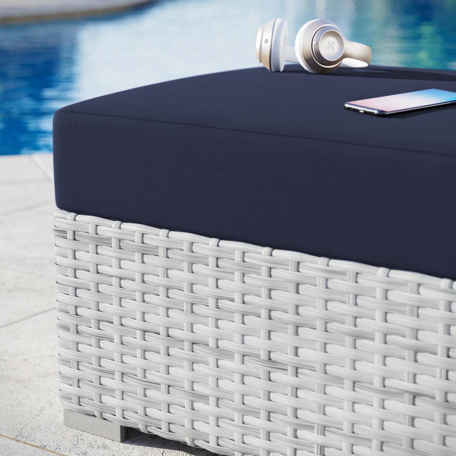 Modway EEI-4301-LGR-NAV Light Gray Navy Storage Ottoman Bench - 25