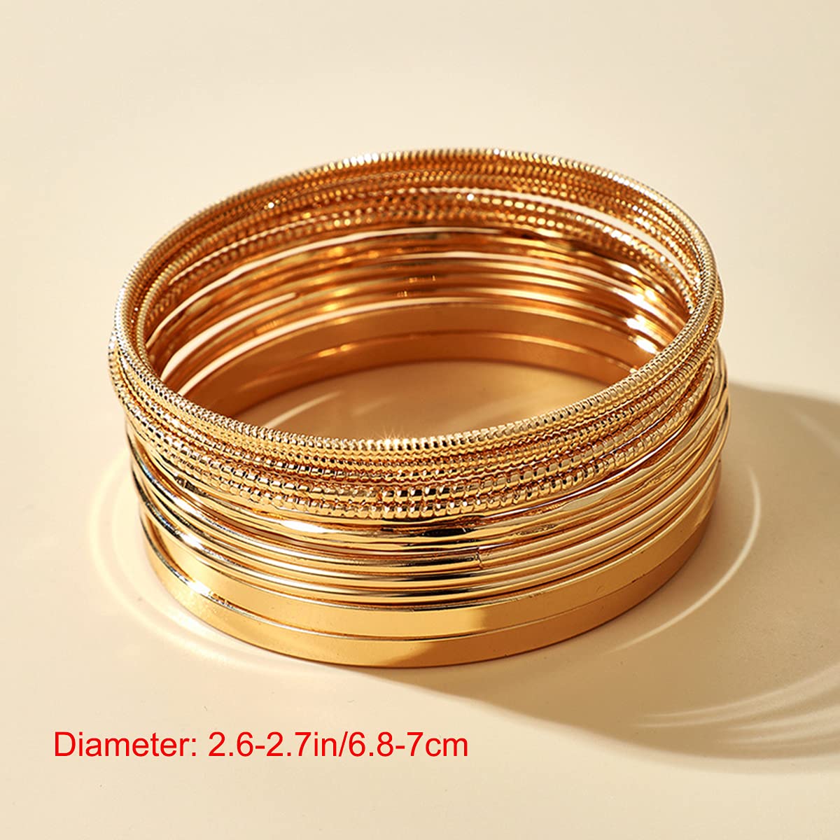 Xerling 14Pcs Golden Boho Indian Multi Bangle Bracelet Set - Punk Chunky Stackable Textured Bracelets for Women - Perfect for Layering, Festivals & Boho Fashion
