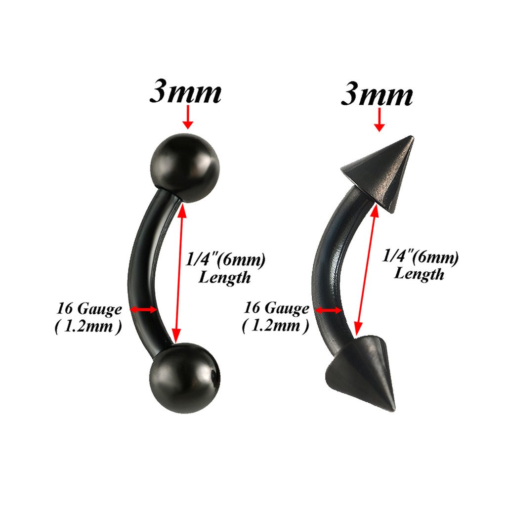 16G Surgical Steel Curved Barbell Earring - Cartilage, Eyebrow, Lip, Conch, Rook Piercing Jewelry with Spike Balls | Perfect for Daily Wear, Parties & Body Art