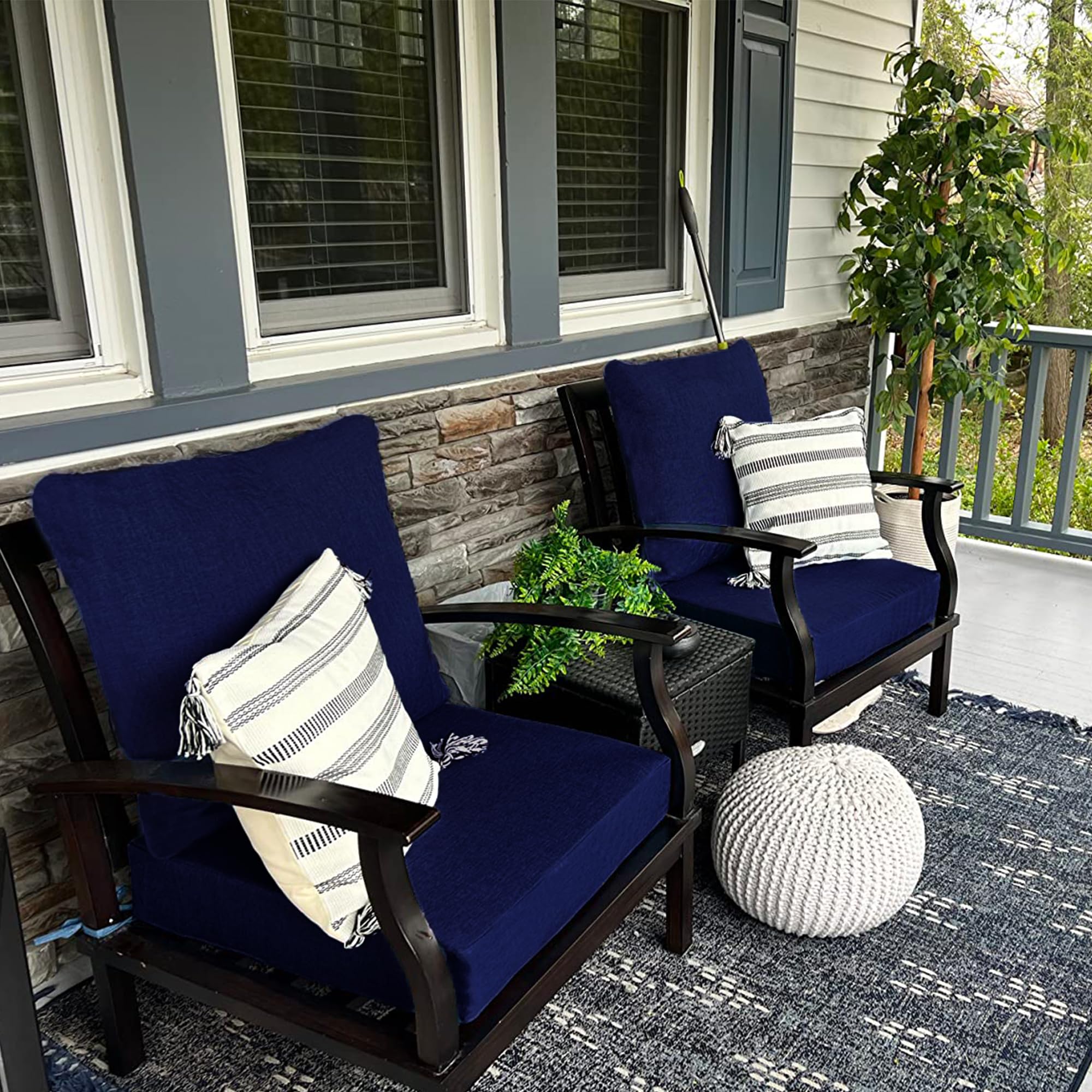 Sqodok 25x25 Inch Waterproof Outdoor Cushion Covers - 4 Pack Replacement Patio Furniture Cushion Covers for Sectional Sofa, Wicker Chair - Durable & Weather-Resistant - Perfect for Backyard, Deck, Poolside & Garden (Blue)