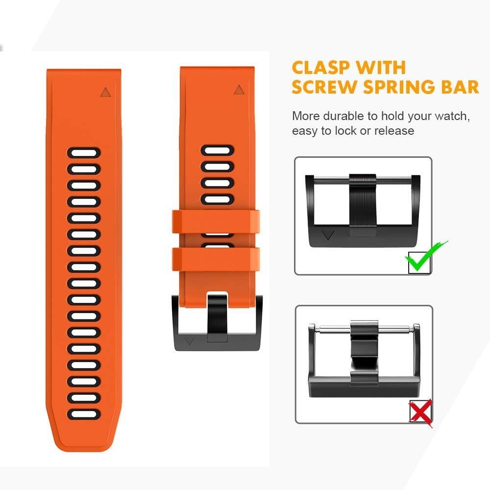 22mm Silicone Sport Watch Band Compatible with Garmin Fenix 5/5 Plus/6/6 Pro/7/8 - Durable Replacement Strap for Fitness, Running & Outdoor Activities