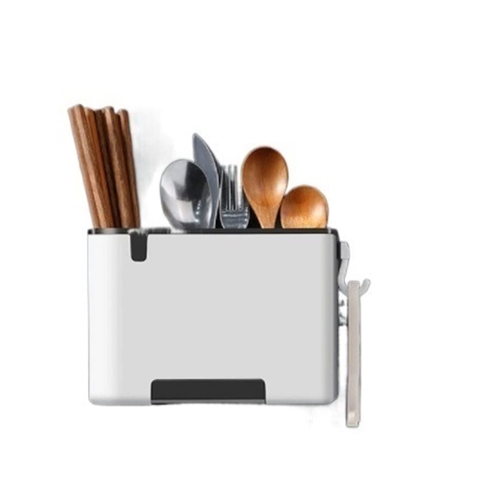 Gray Plastic Kitchen Cutlery Organizer - Spoon Fork Chopstick Drain Storage Holder, Tableware Shelf Box for Kitchen Accessories Storage | Perfect for Small Kitchens, Countertop Organization & Utensil Drying Rack