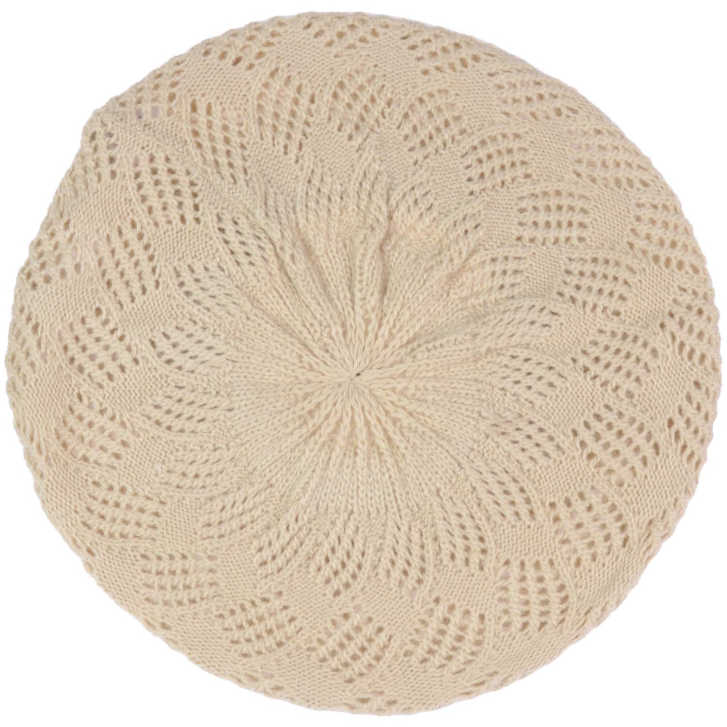 BYOS Women's Fashionable Cutout Lace Diamond Knit Lightweight Slouchy Crochet Beret Hat - Stylish Winter Accessory for Casual Outfits & Outdoor Activities