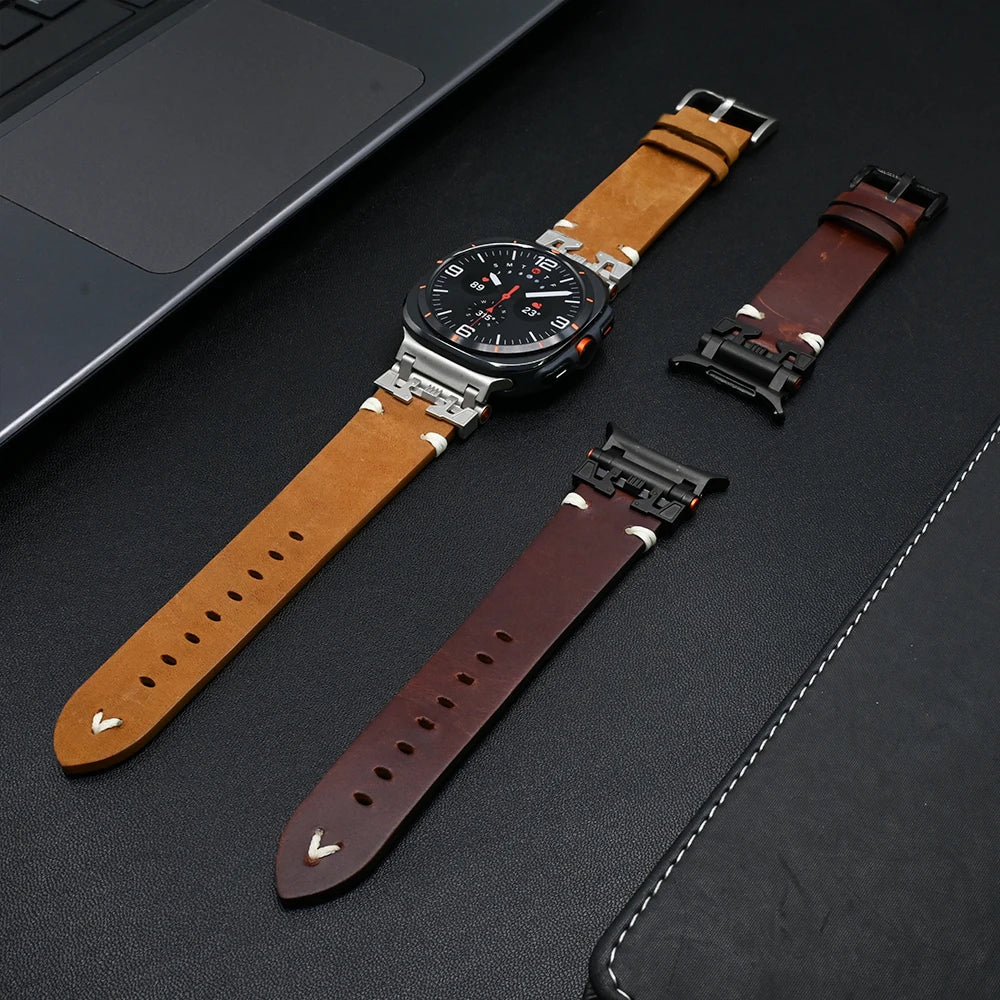 Premium Genuine Leather Band for Samsung Galaxy Watch Ultra - Stylish & Durable Replacement Strap for Workouts, Office & Everyday Wear