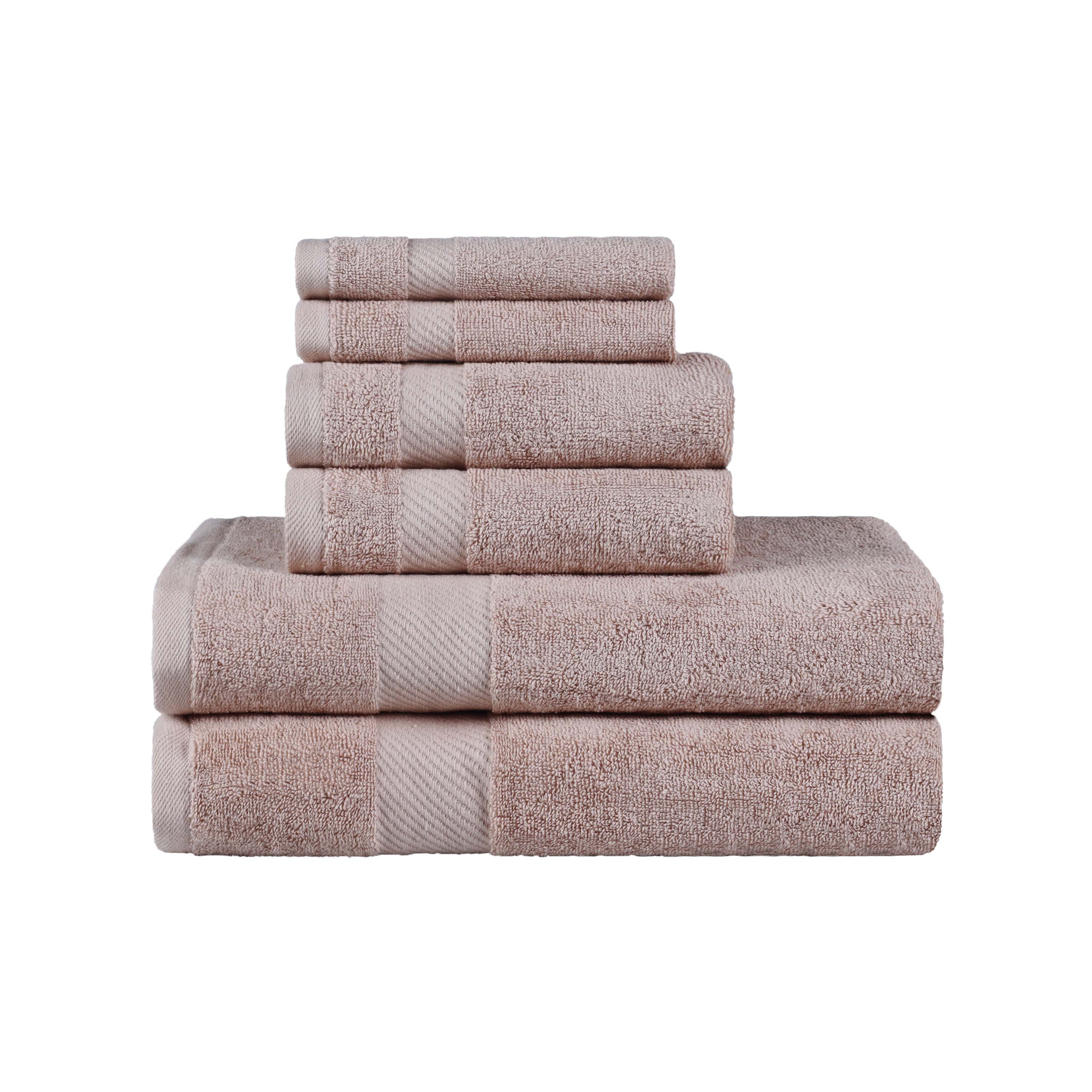 Premium 6-Piece Egyptian Cotton Towel Set with Elegant Dobby Border - Ultra Soft & Absorbent Bath Towels for Spa, Hotel, or Luxury Home Use