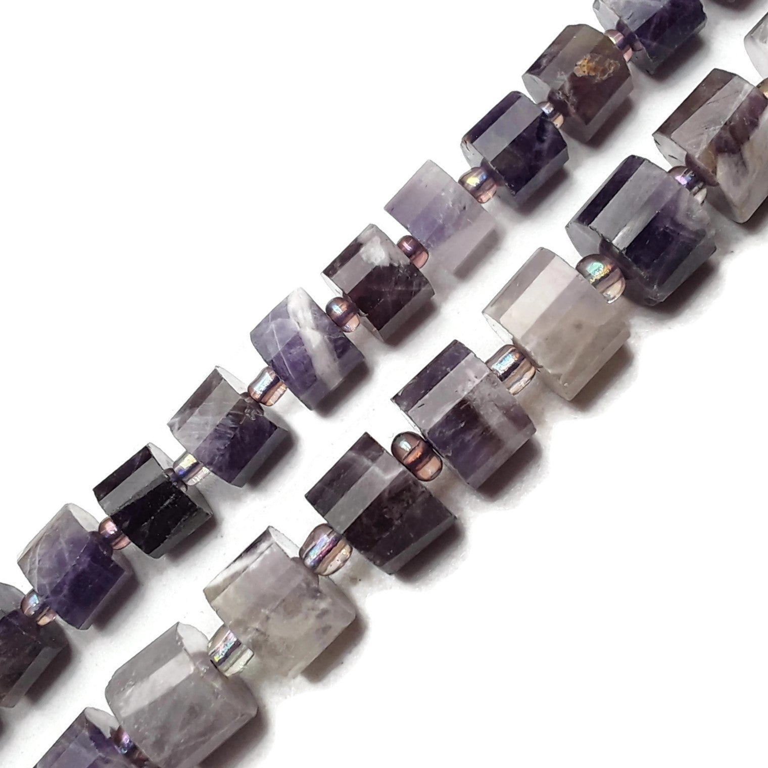 Chevron Amethyst Faceted Rondelle Beads 6x8mm 7x10mm - 15.5 Inch Strand for Jewelry Making, DIY Bracelets, Necklaces & Craft Projects