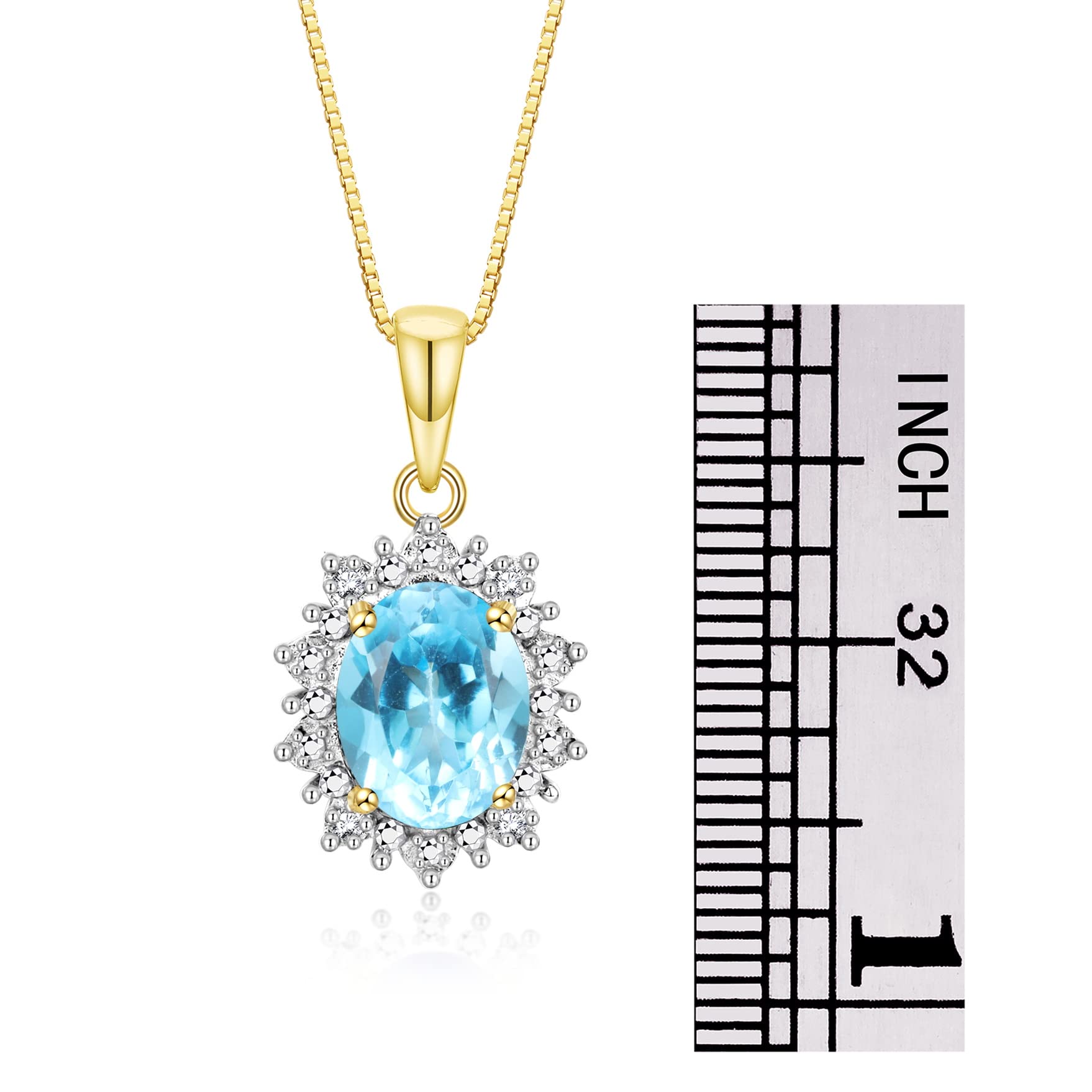 Rylos Women's Yellow Gold Plated Silver Princess Diana Ring & Pendant Set with Gemstone & Diamonds - 9X7MM Birthstone Jewelry, Matching Friendship Gift for Her (Sizes 5-10) | Perfect for Birthdays, Anniversaries & Special Occasions