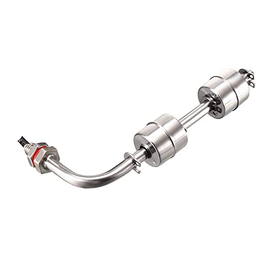 200MM Double-Float Stainless Steel Water Liquid Level Sensor - Right Angle Vertical Head Float Switch for Water Tank, Pool, Aquarium & Industrial Applications | High Accuracy Liquid Detection for Automatic Pump Control & Water Level Monitoring